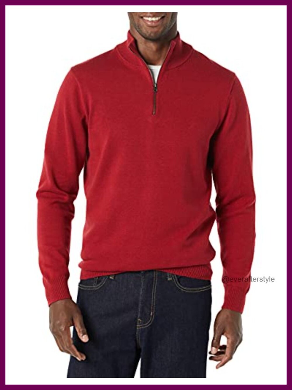 100% Cotton Quarter-Zip Mock Neck Sweater Regular Fit Men's